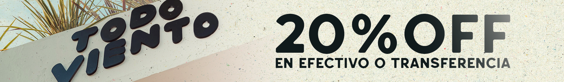 20% de descuento abonando en efectivo o transferencia